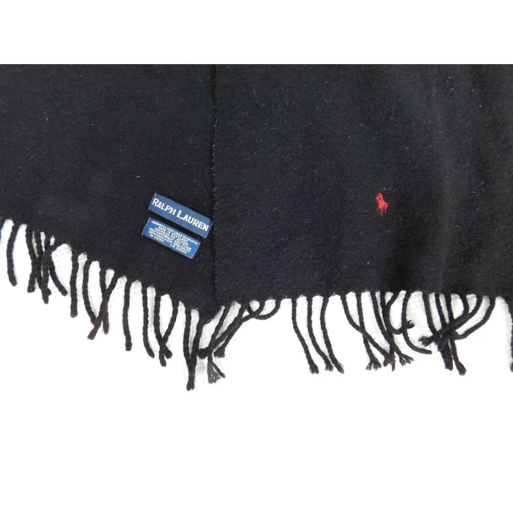 Vintage Ralph Lauren Polo Lambs-wool Blend Black Scarf
